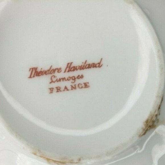 Theodore Haviland Limoges France Tea Cup and Saucer White Gold Design - Picture 12 of 12